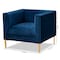 Baxton Studio Seraphin Navy Blue Velvet Upholstered Gold Finished Armchair 157-9794 - alternate 6